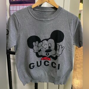Gucci Gray Tee with Playful Mickey Design